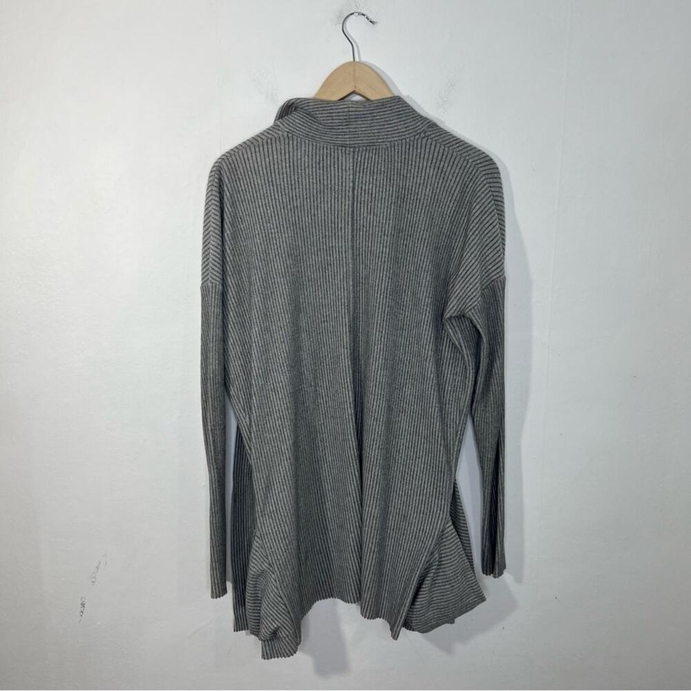 COS Gray Ribbed Open Front Pockets Cardigan Size Medium - Picture 2 of 11